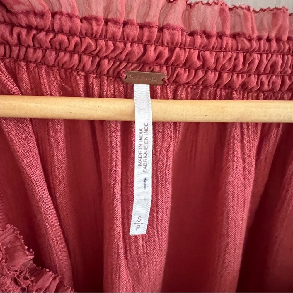 Free People Rust Ruffled Blouse Small - Picture 3 of 3